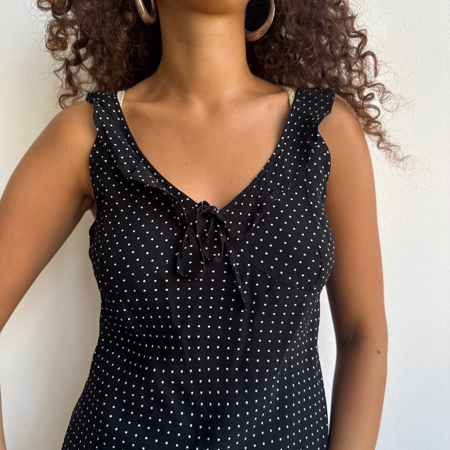 Black polka dot midi dress - Size S