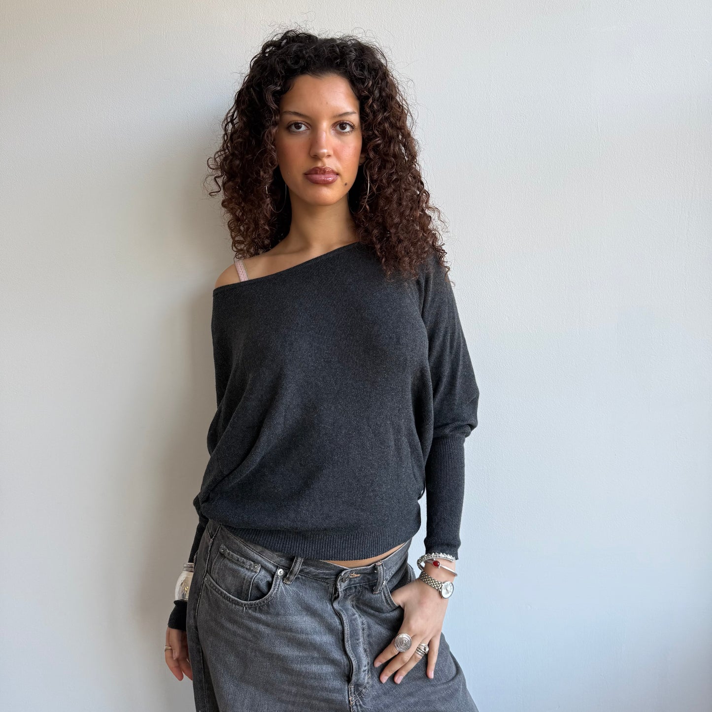 Grey batwing knit - Size S