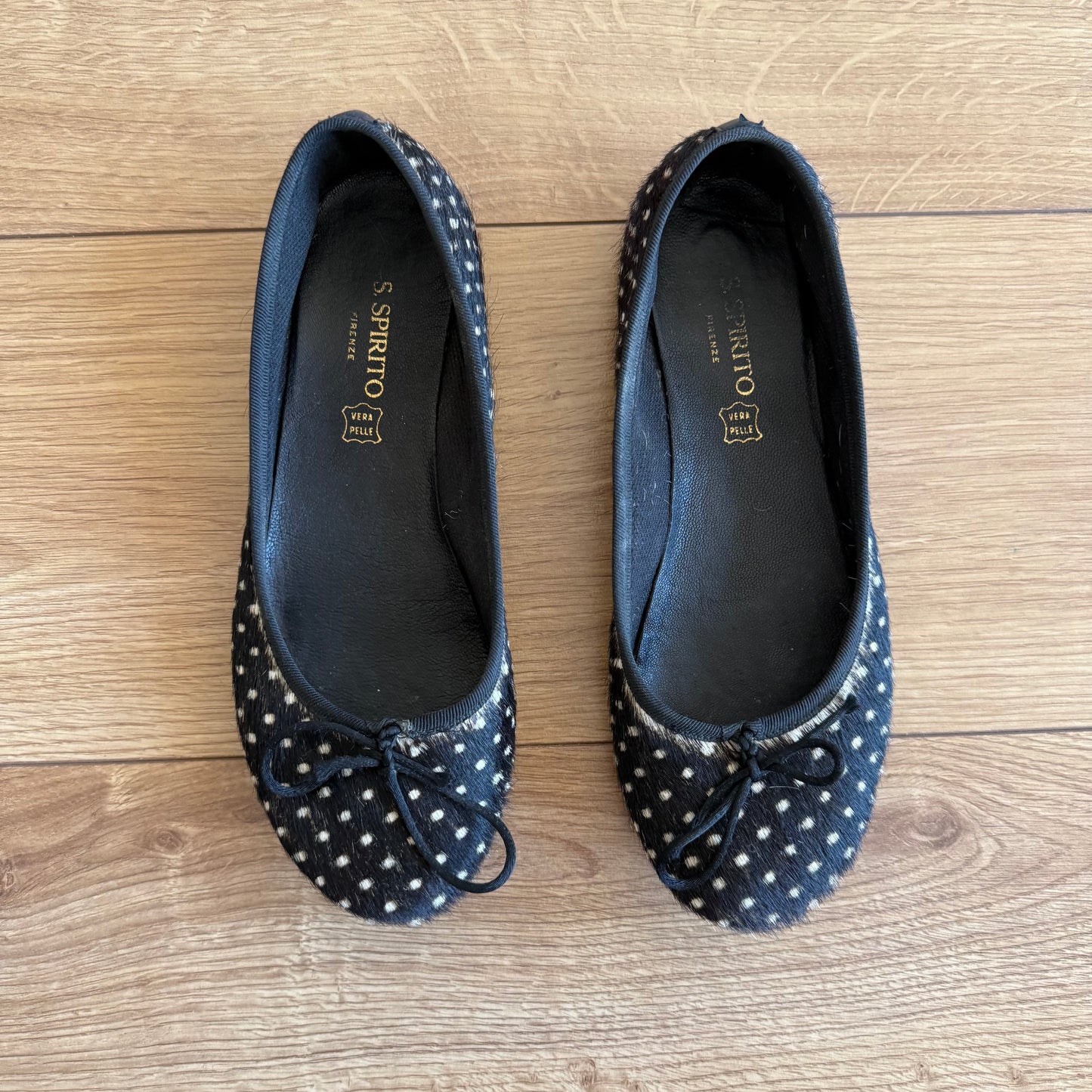 Polka dot pony hair ballet flats - Size 40