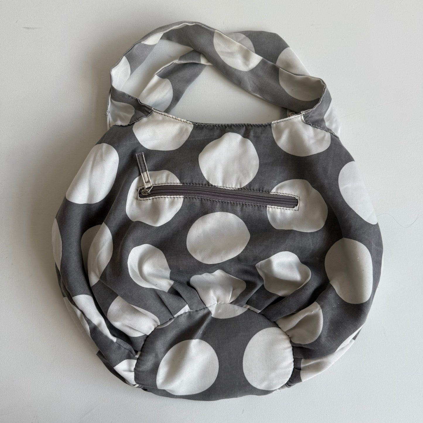 Grey polka dot bag