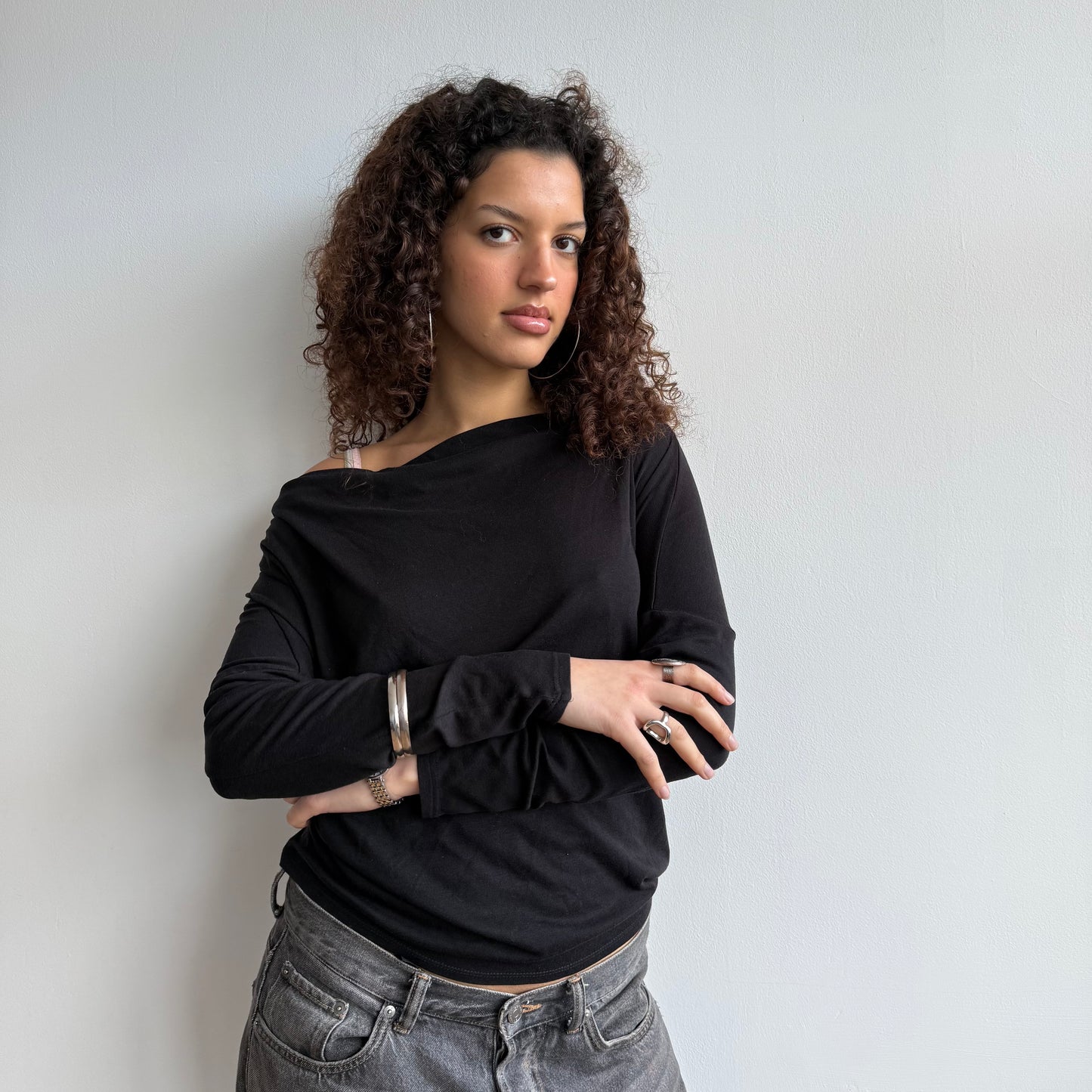 Black cowl neck top - Size S/M