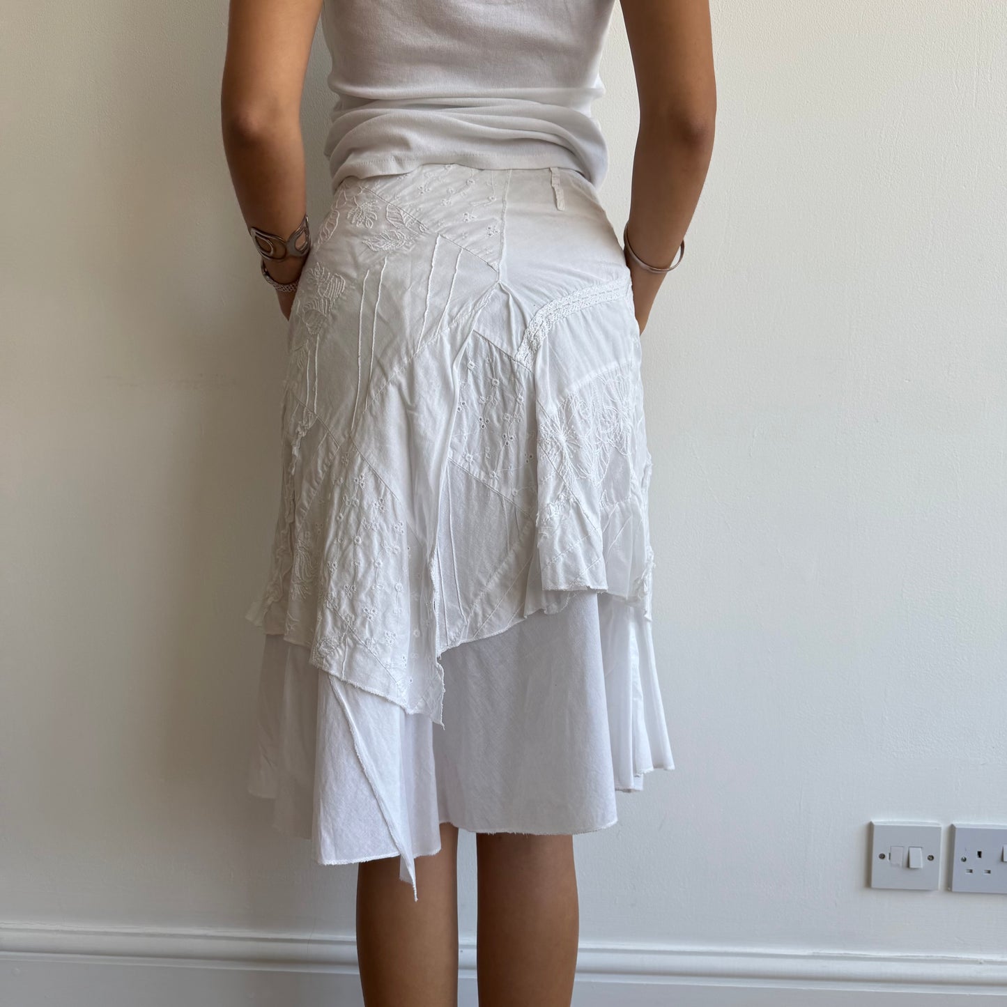 White patchwork broderie skirt - Size XS