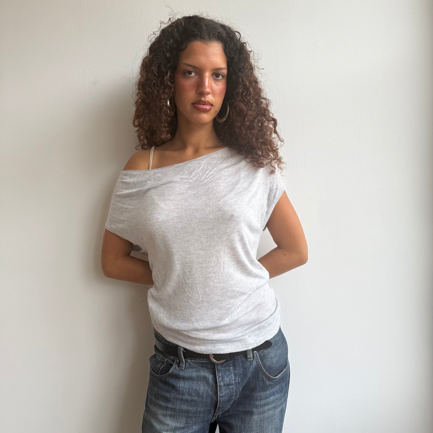 Grey slouchy open back knit - Size S