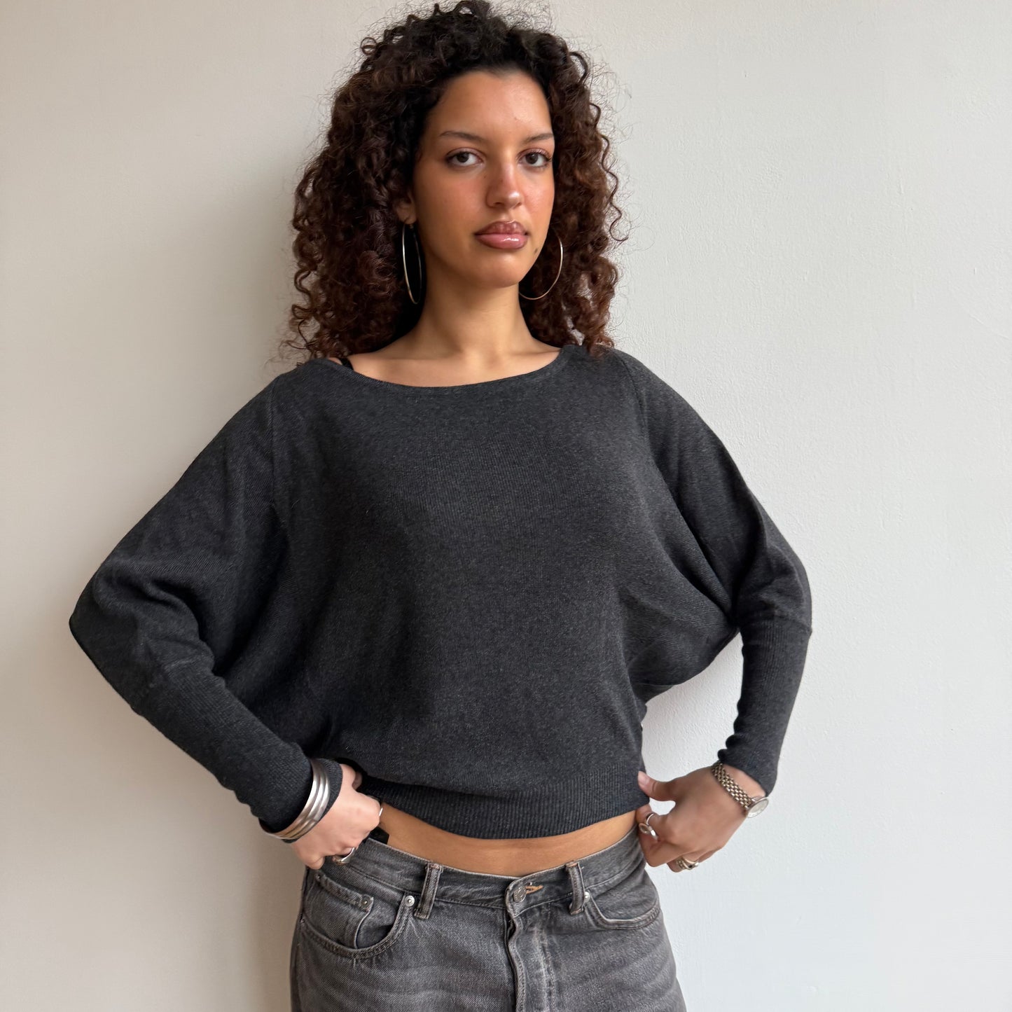 Grey batwing knit - Size S