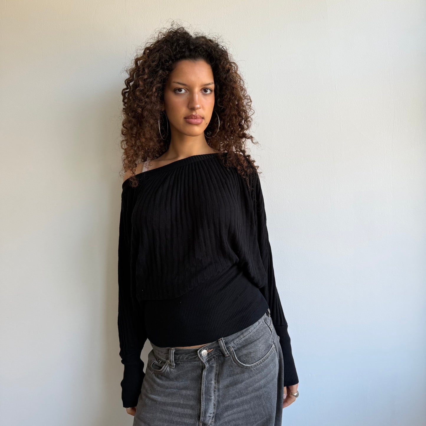 Black slouchy knit jumper - Size M