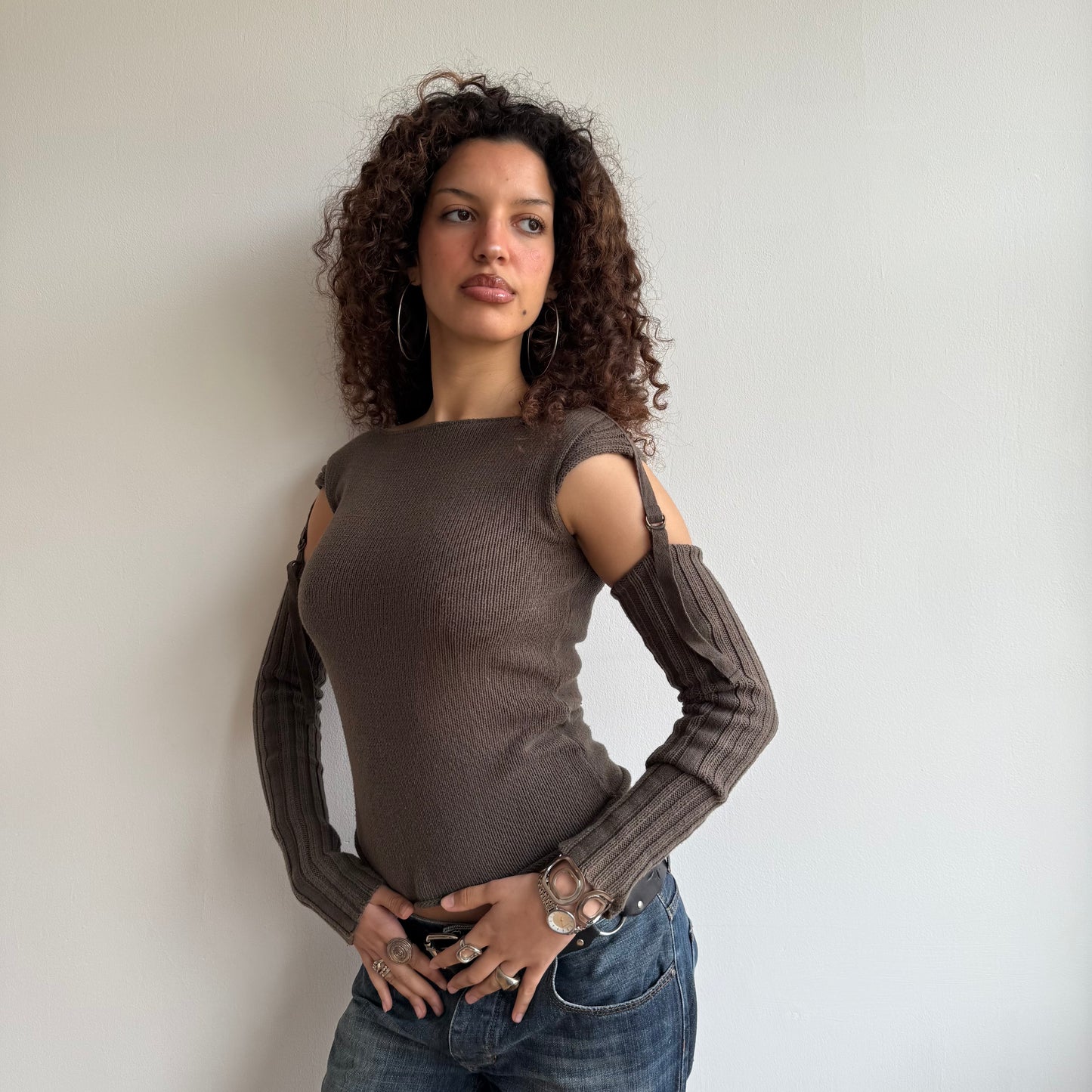 Khaki sleeveless knit - Size S