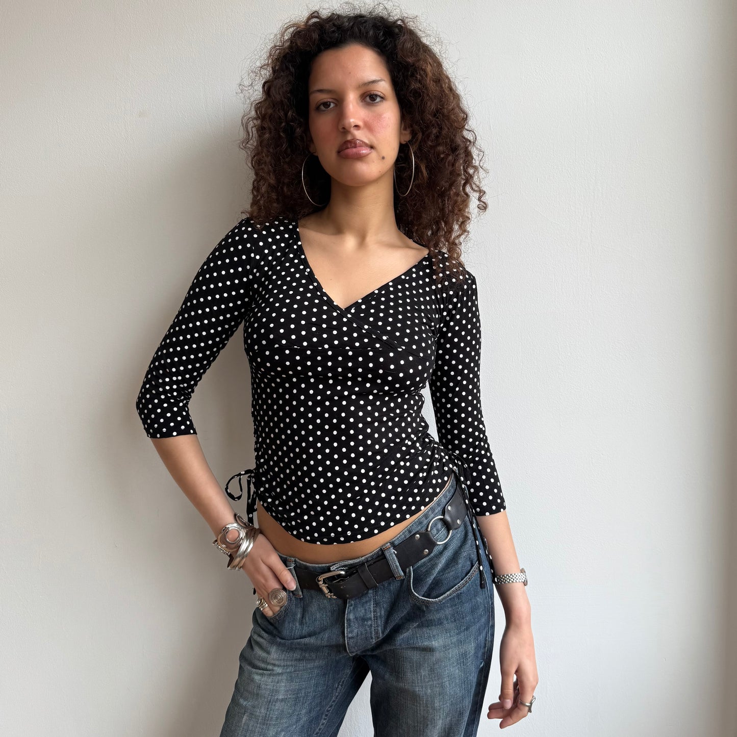 Polka dot 3/4 sleeve top - Size S