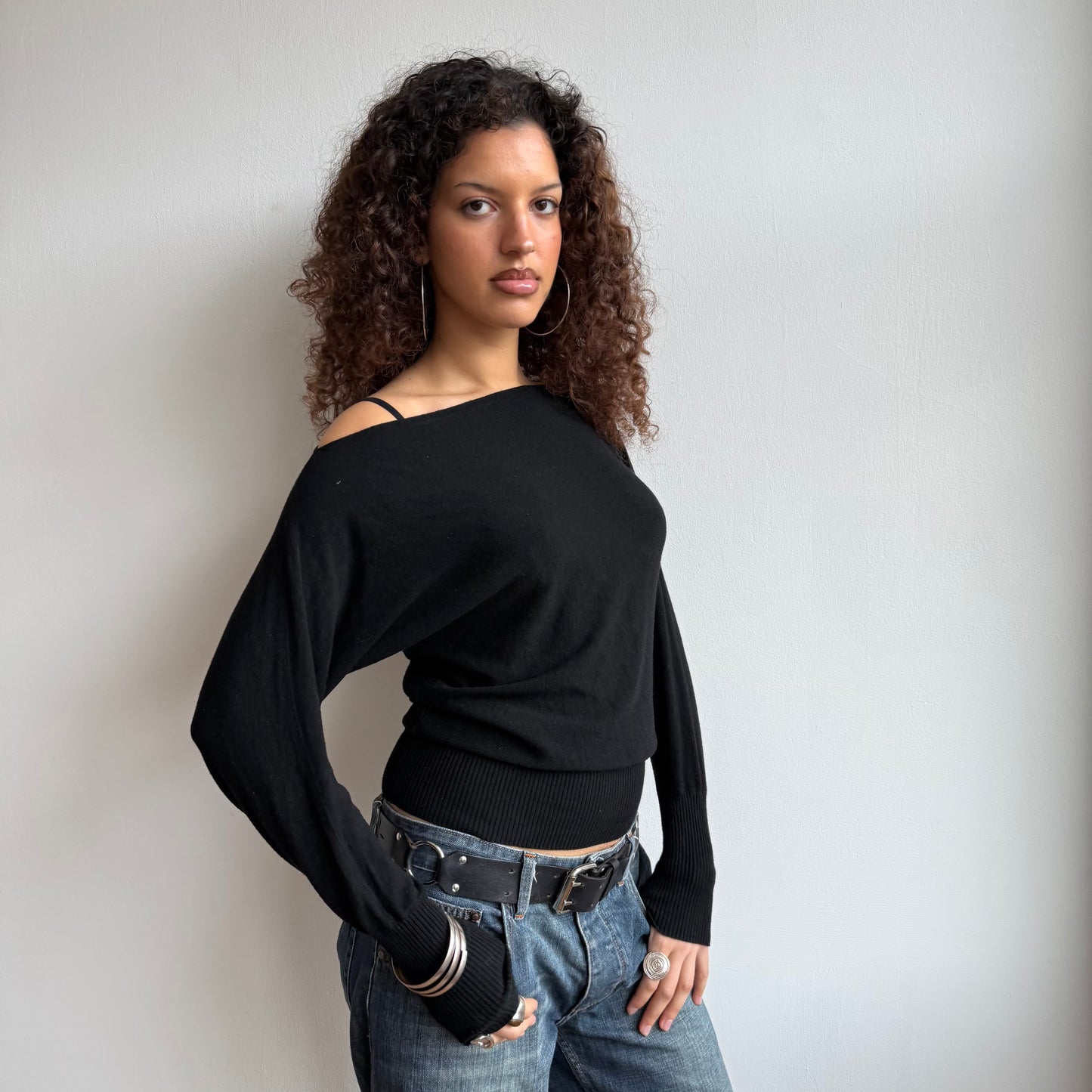 Black slouchy knit jumper - Size S