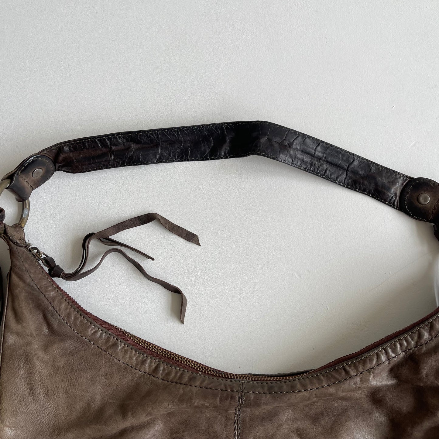 Boho studded leather bag