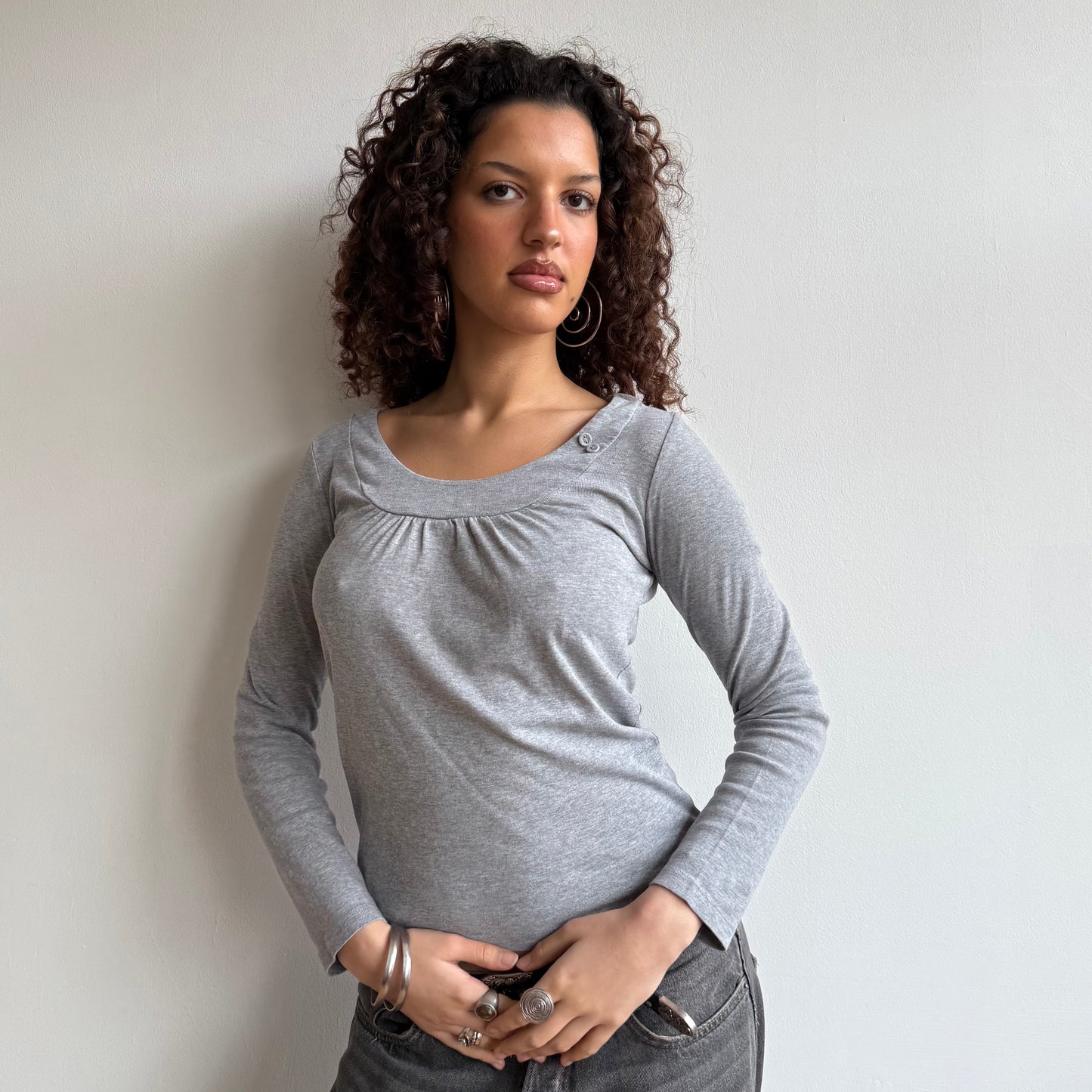 Grey button long sleeve - Size S