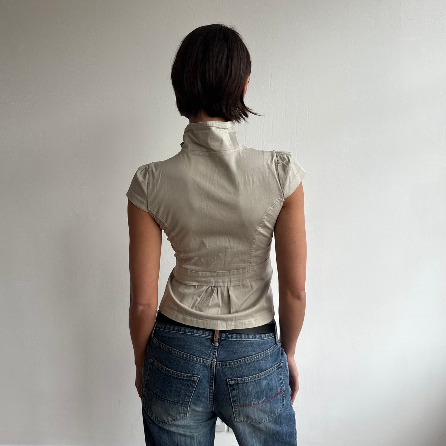 Beige short sleeve peacoat - Size S