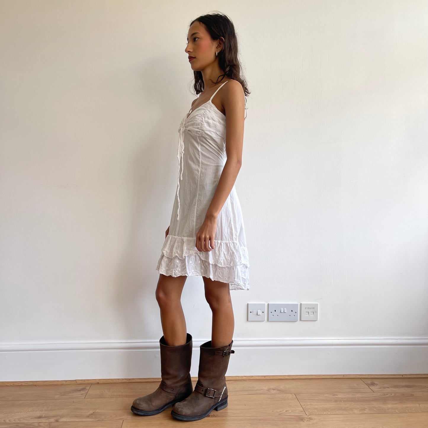 White broderie mini dress - Size S