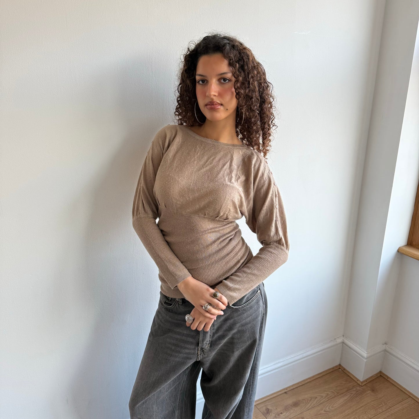 Beige wide sleeve knit - Size S