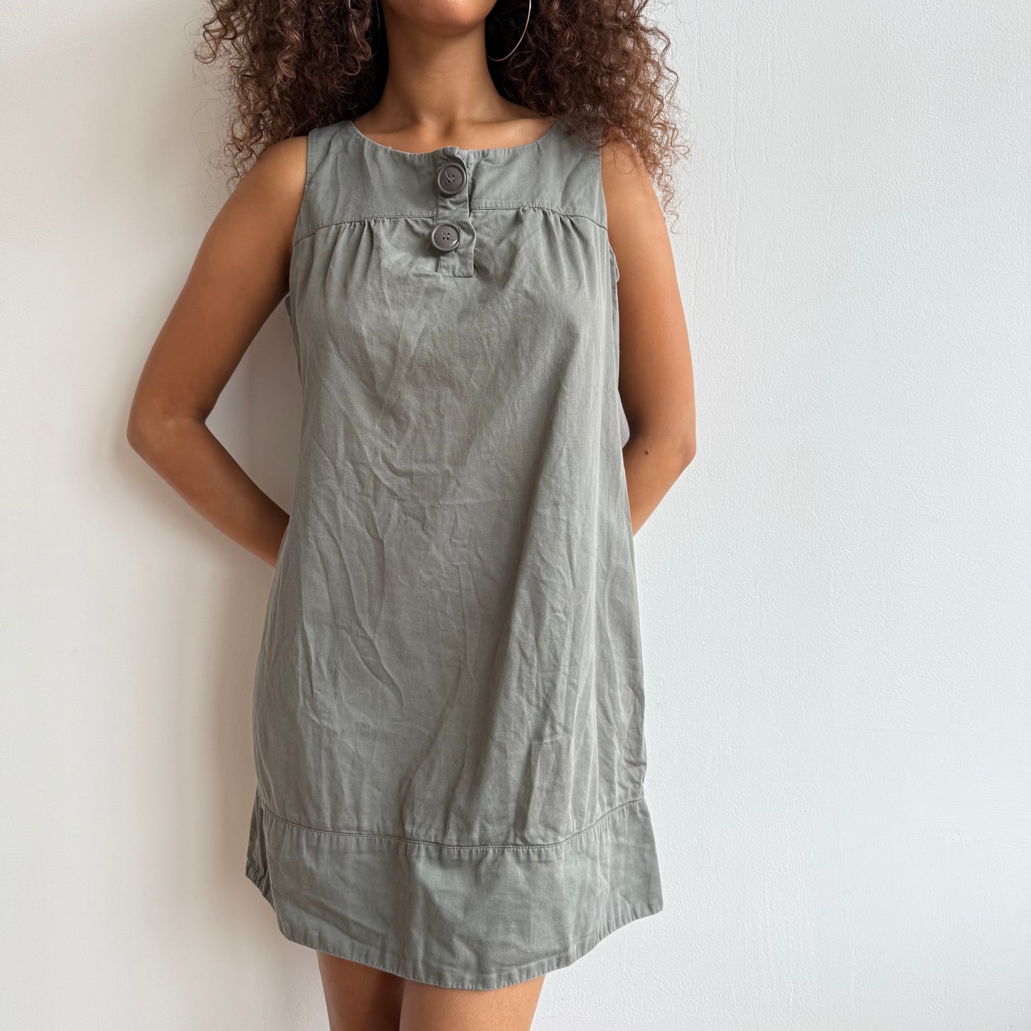 Khaki button dress - Size M