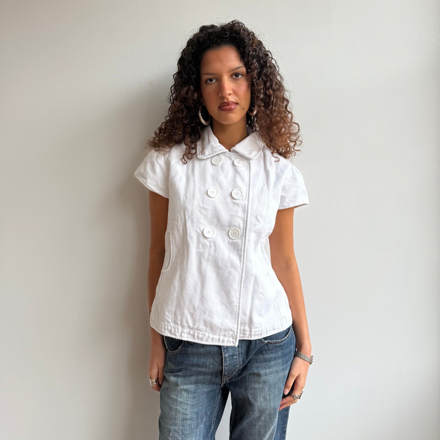 White short sleeve peacoat - Size L