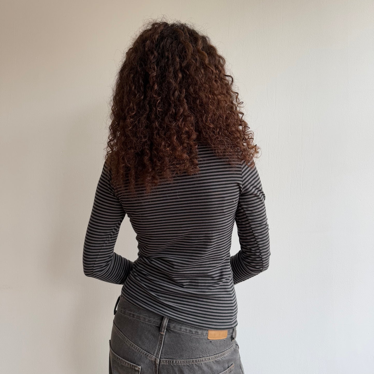 Grey stripe roll neck - Size S