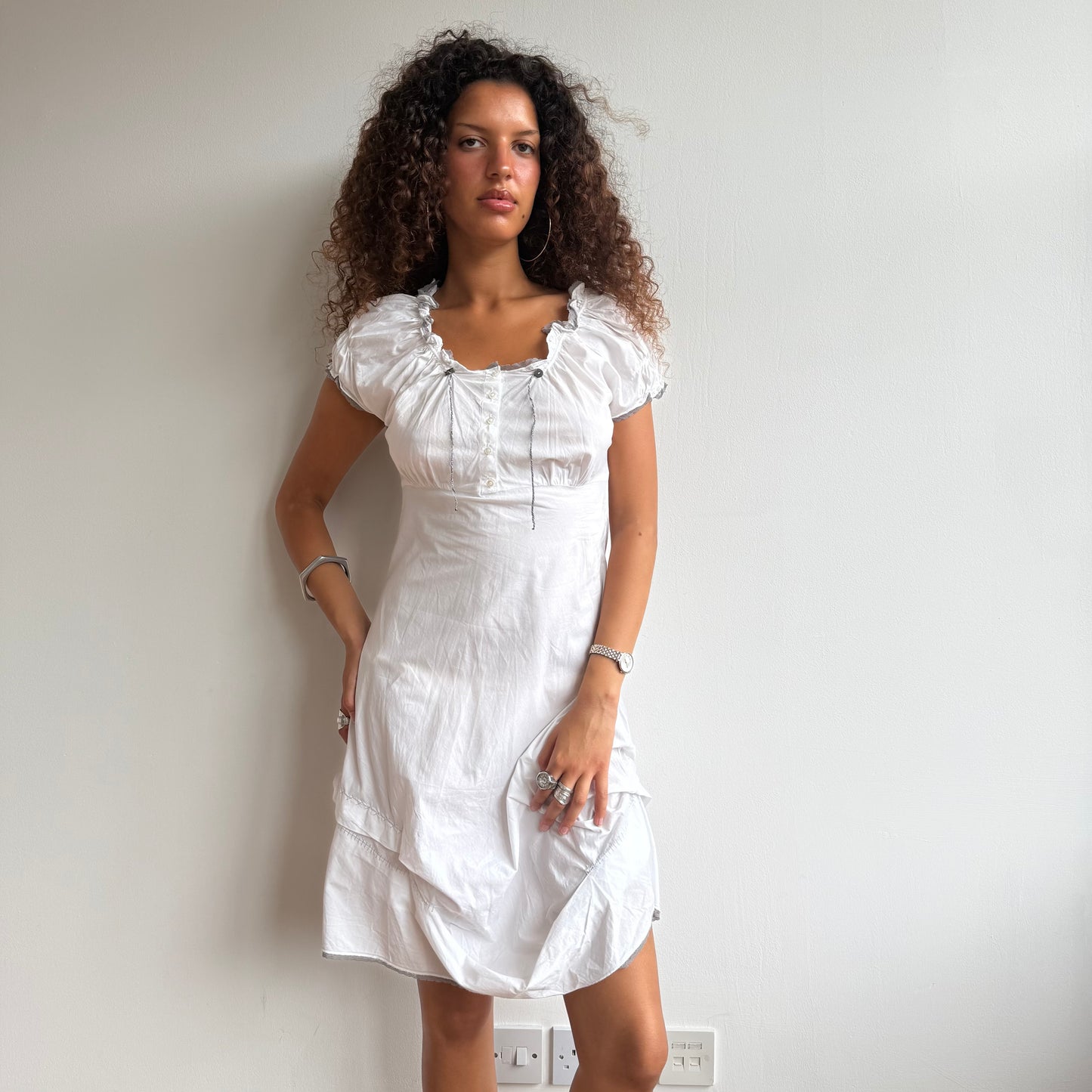 Cop Copine white milkmaid dress - Size M