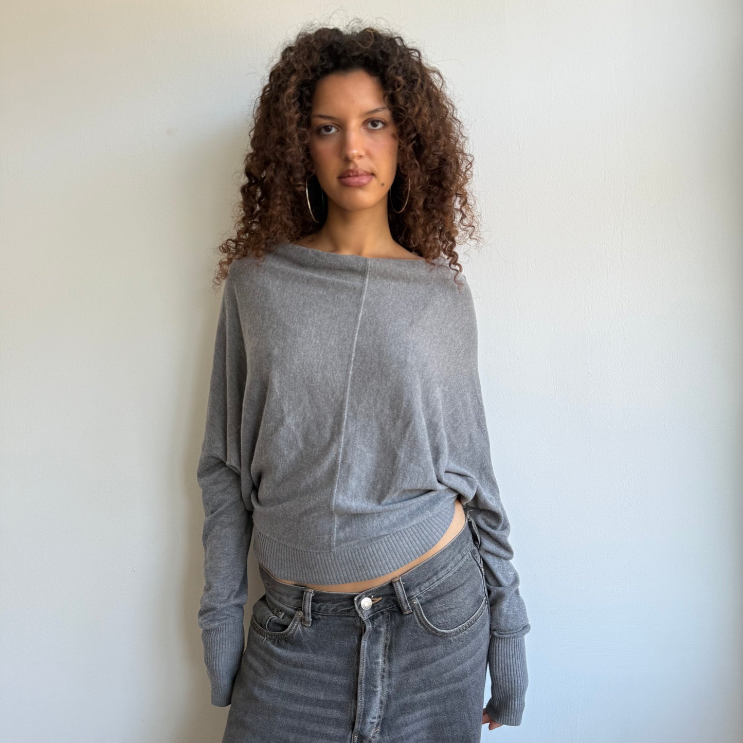 Grey slouchy button knit - Size S/M