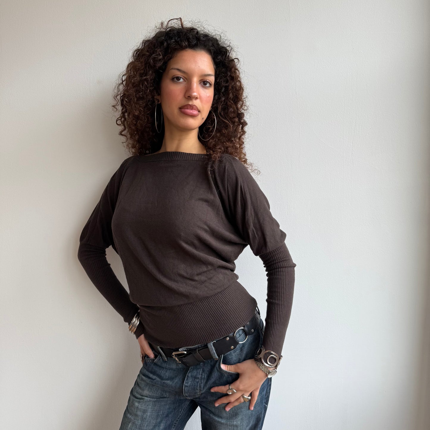 Brown slouchy batwing knit - Size S