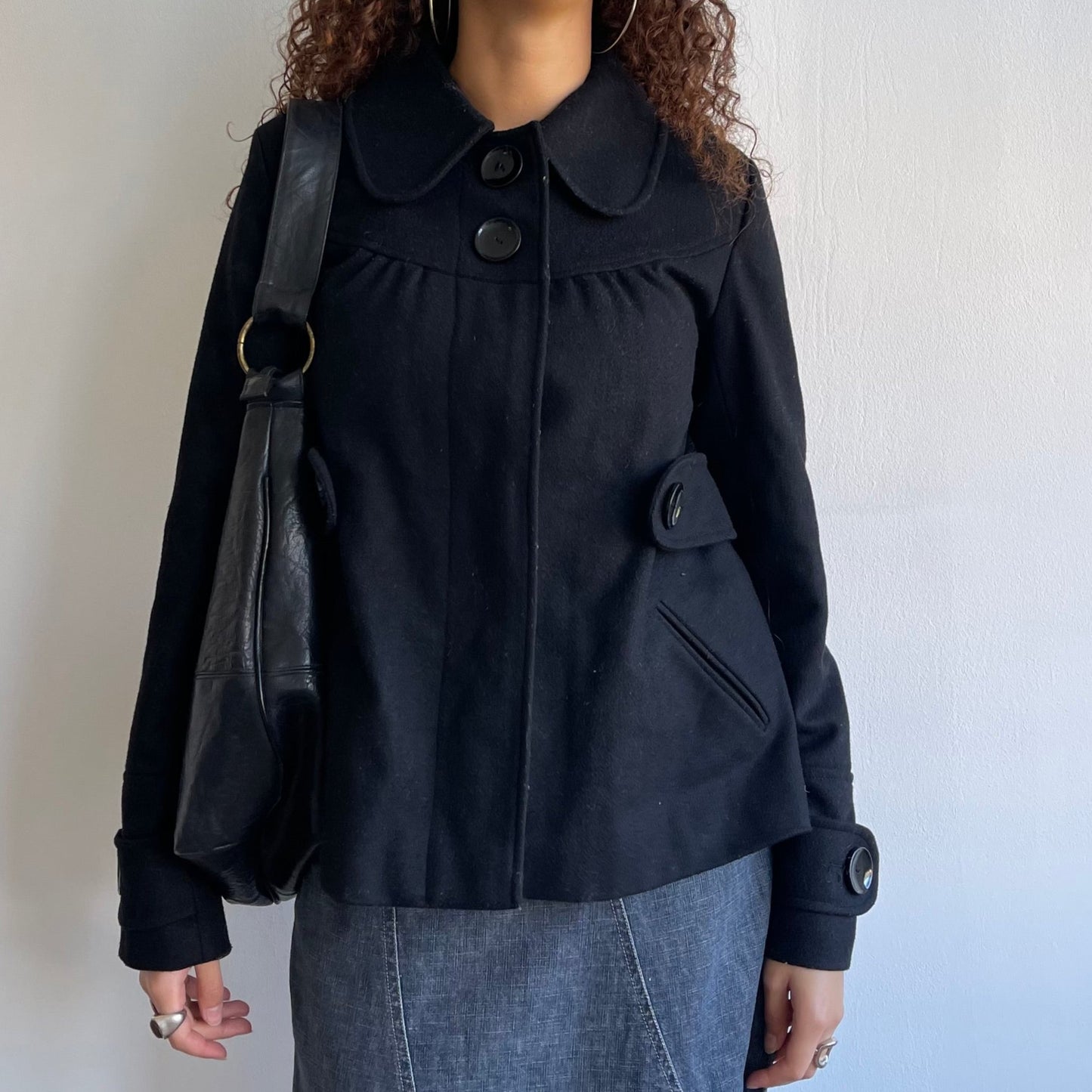 Black wool peacoat - Size S