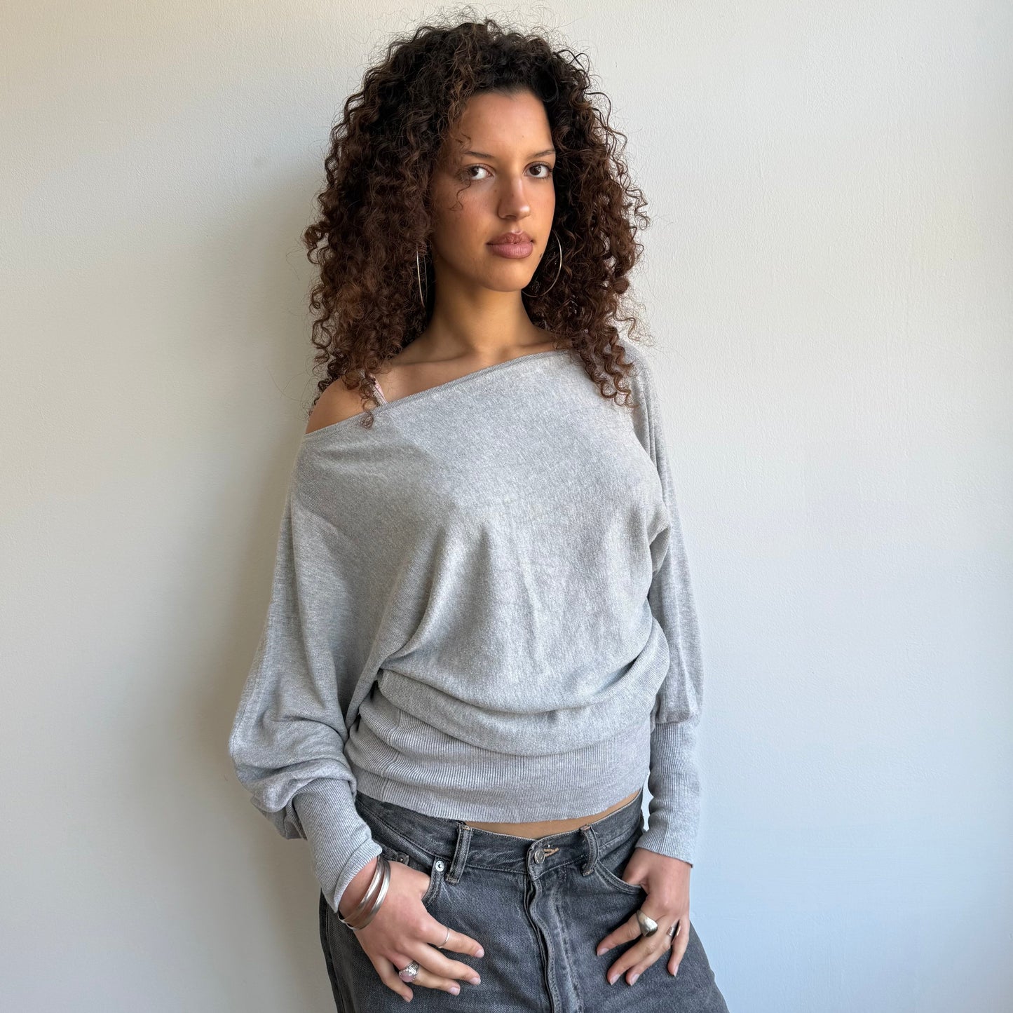 Light grey slouchy knit jumper - Size S/M
