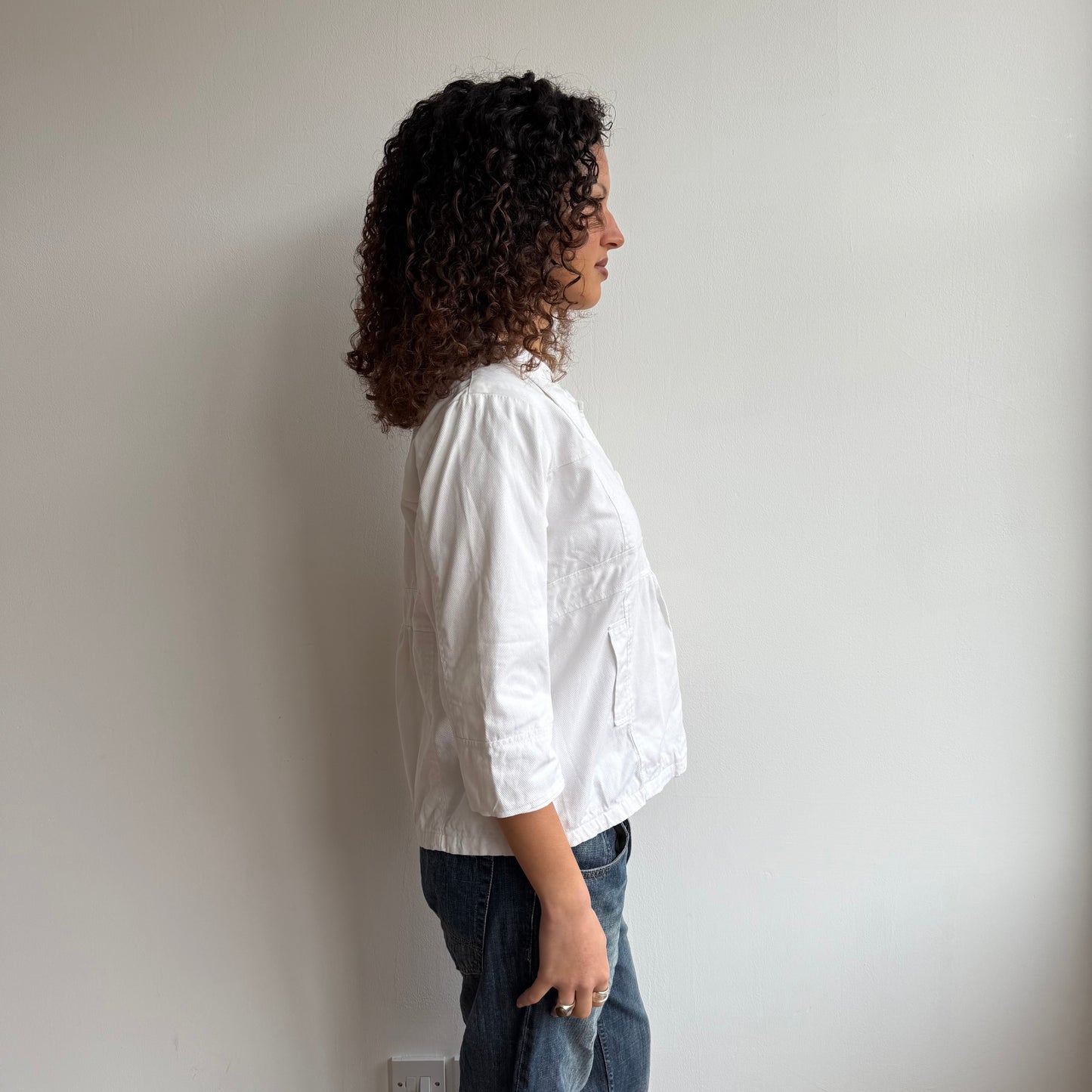 White 3/4 sleeve peacoat - Size M/L