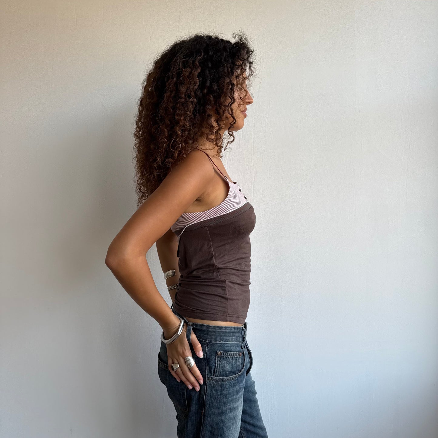 Brown stripe cami top - Size M