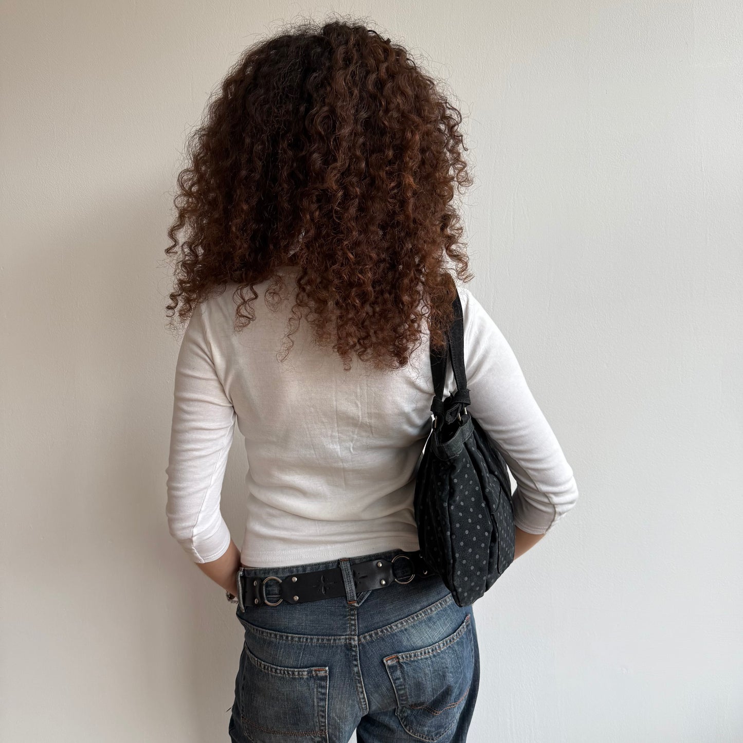 Suede polka dot bag