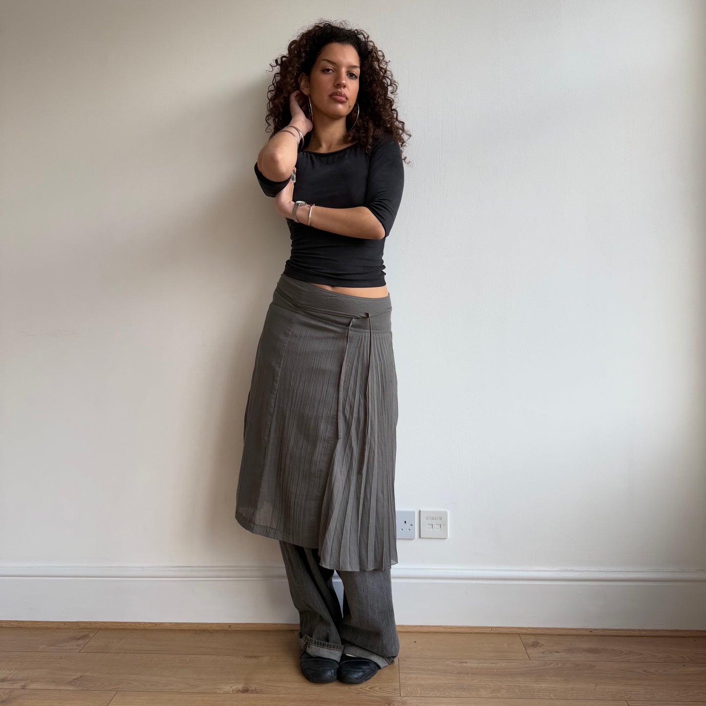 Grey plisse skirt - Size S