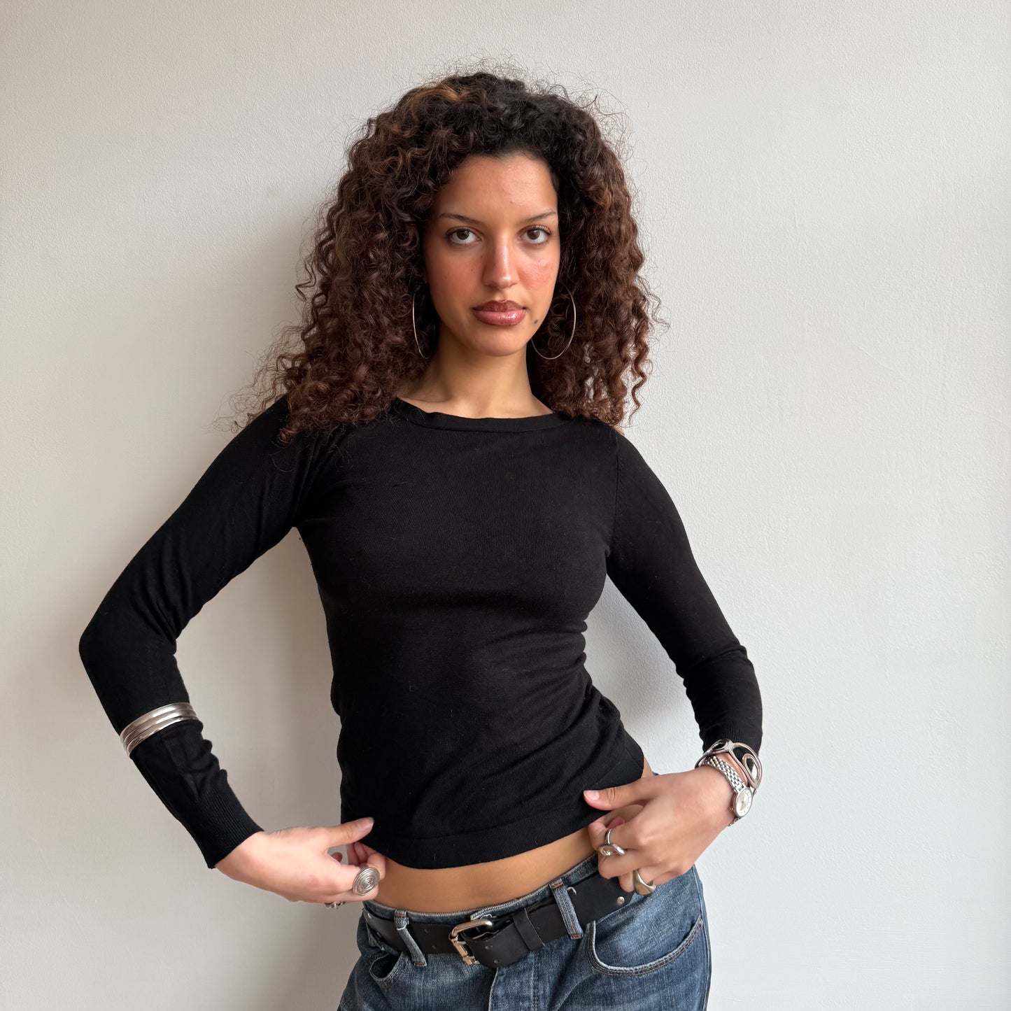 Black boatneck knit - Size S