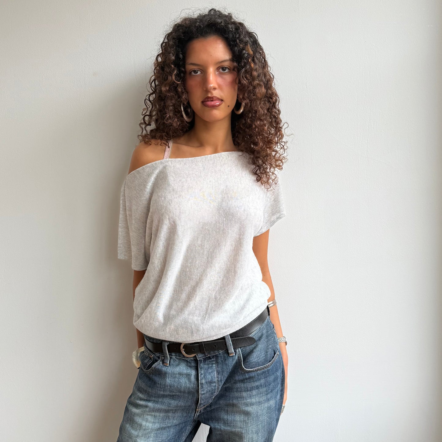 Grey short sleeve fine knit - Size M