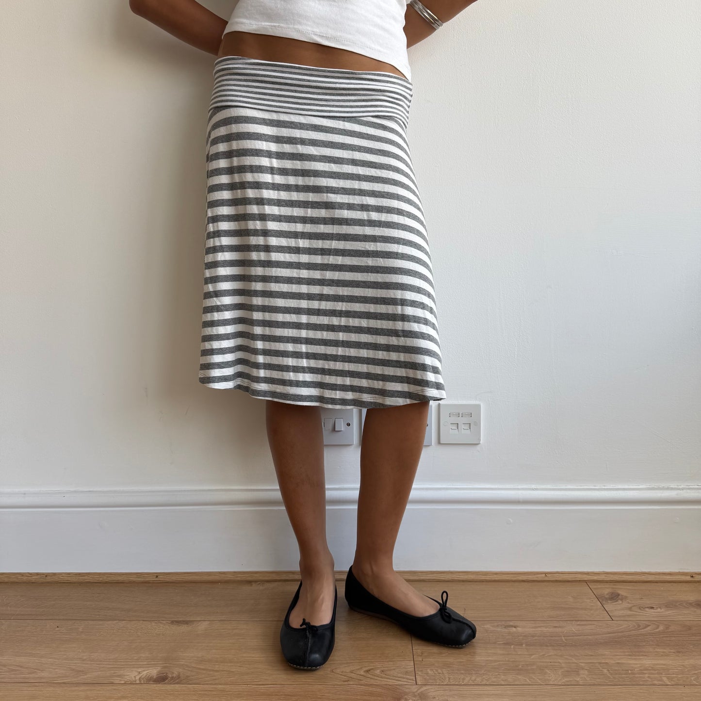 Grey striped midi skirt - Size L