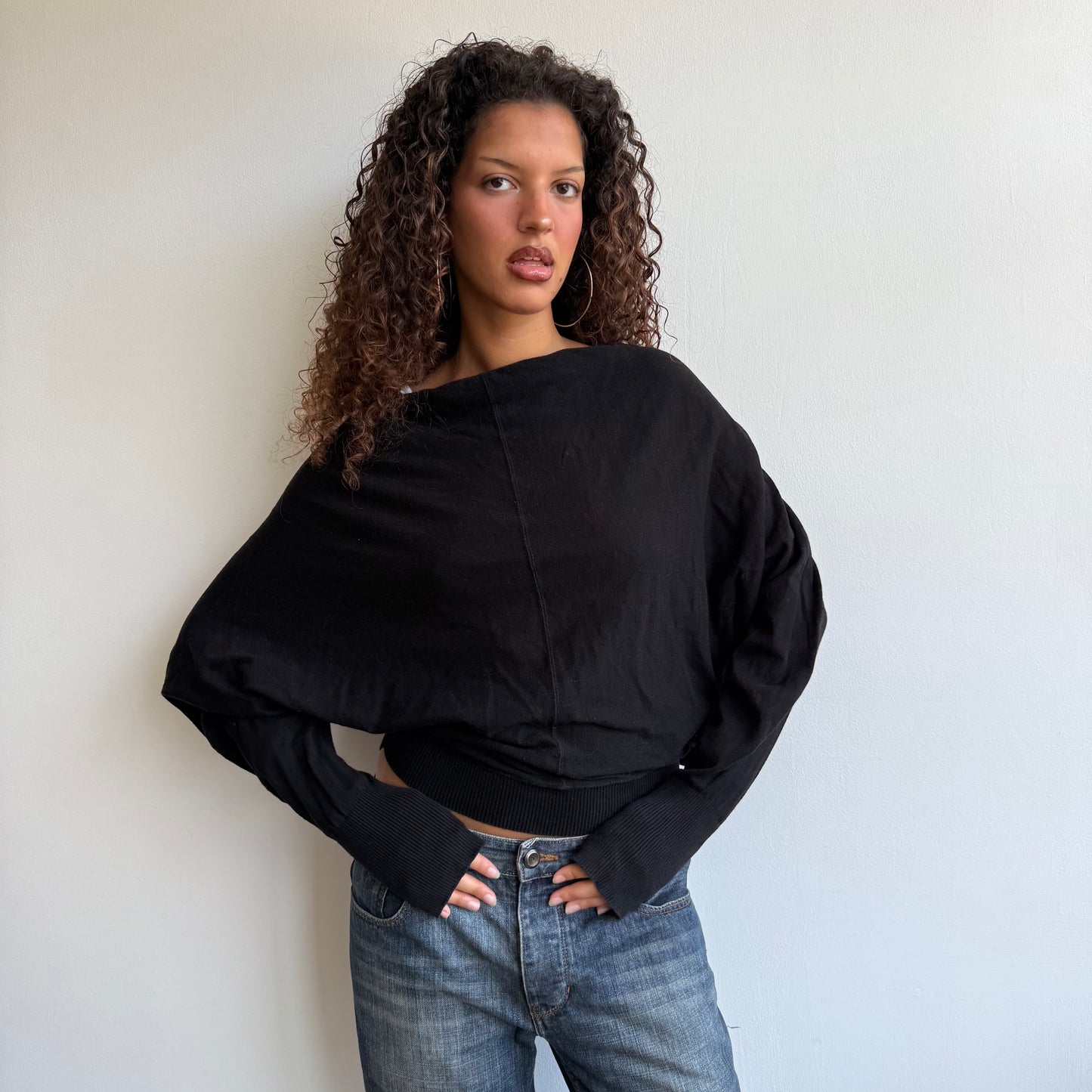 Black slouchy All Saints jumper - Size S