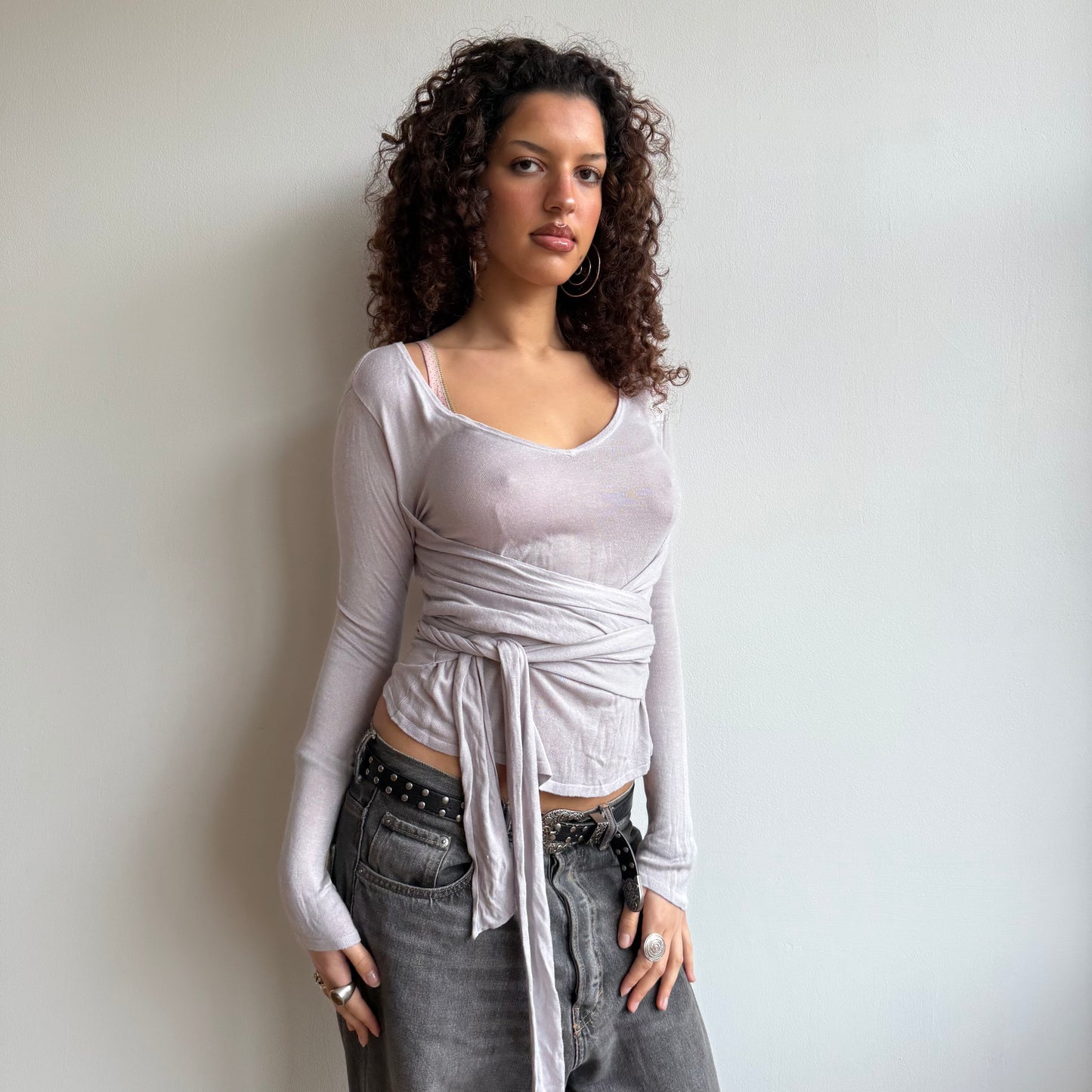 Fine knit wrap top - Size S