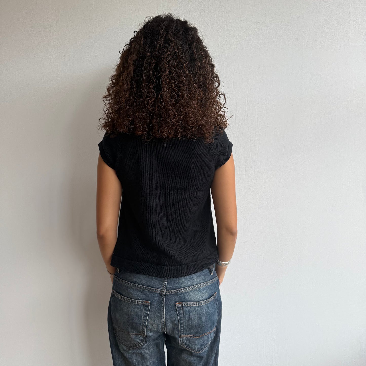 Black button neck knit - Size S