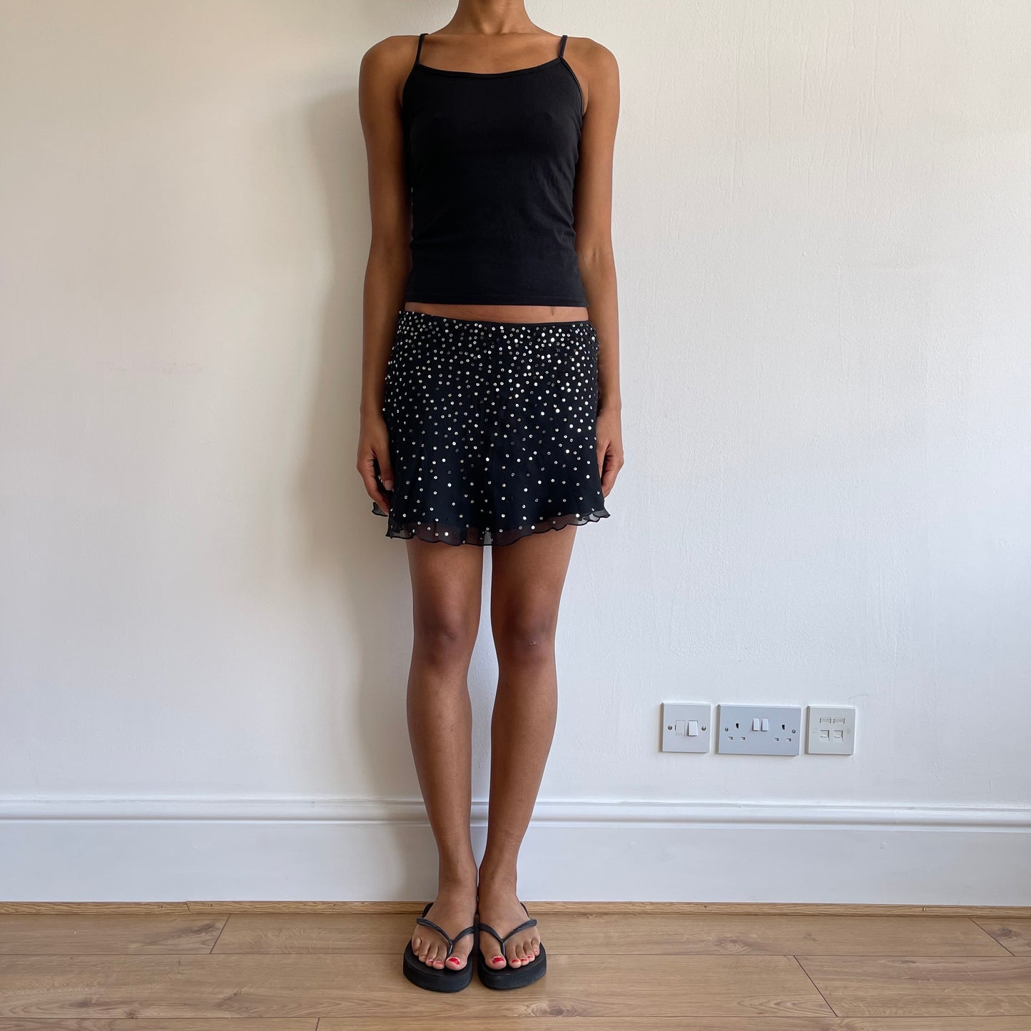 Black sequin mini skirt - Size XS
