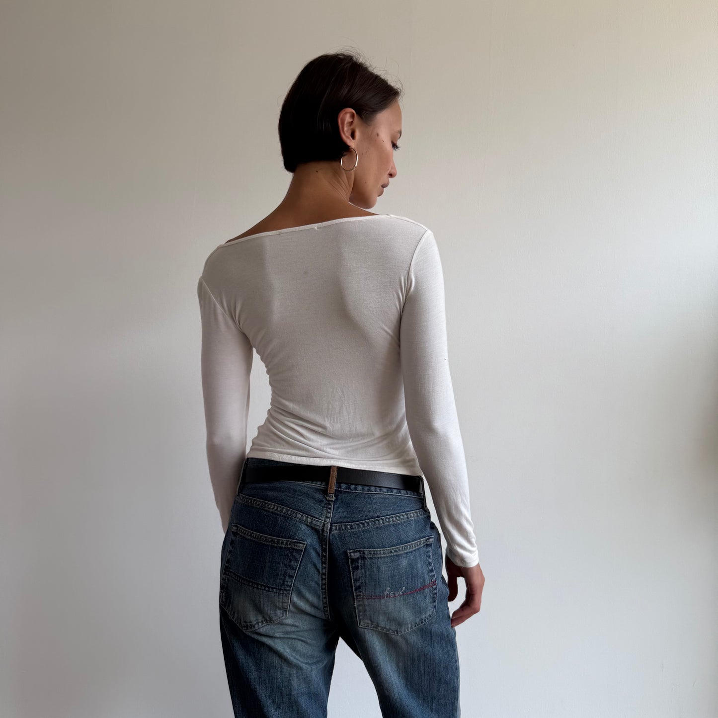 White long sleeve milkmaid top - Size S