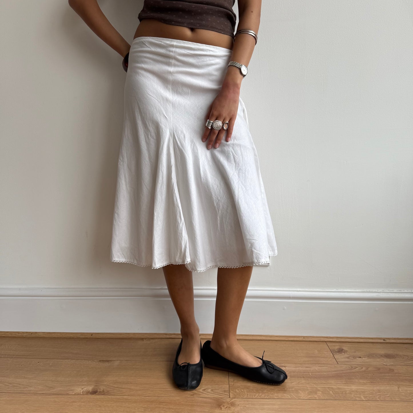 White linen ruched skirt - Size S/M