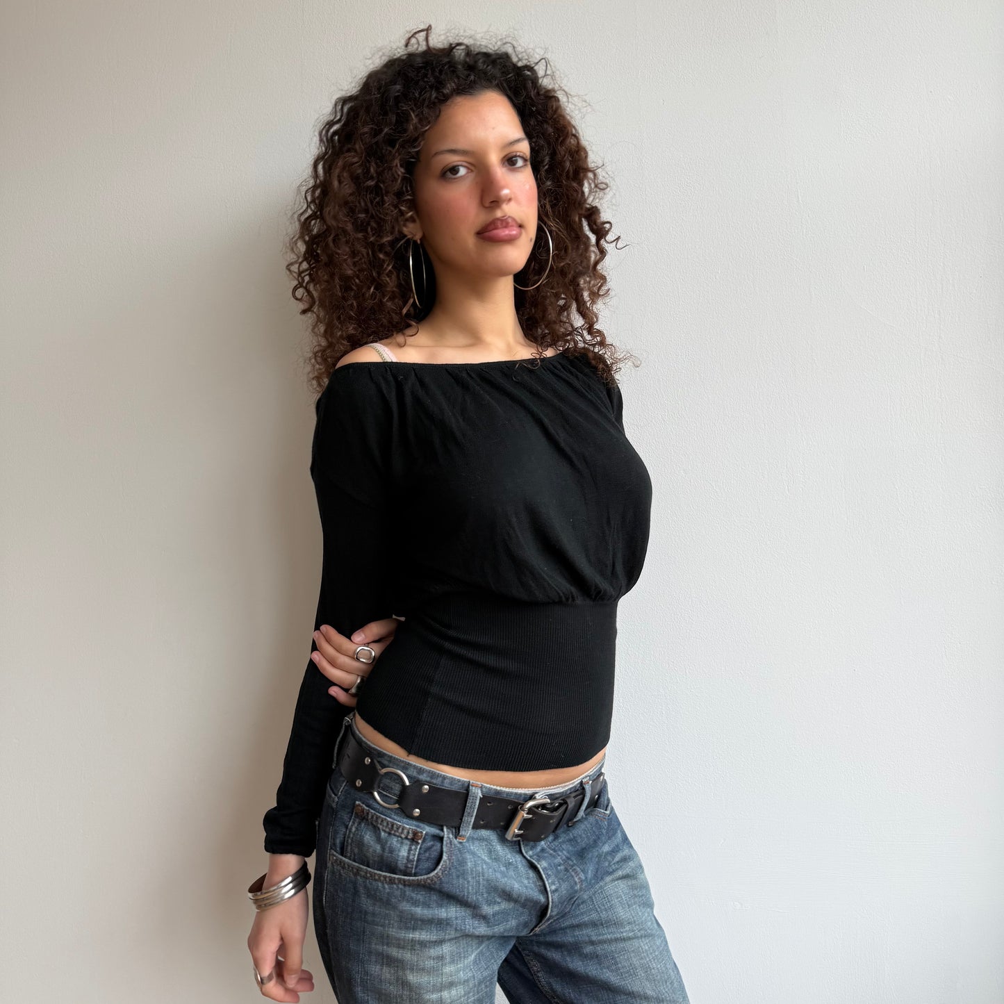 Black slouchy keyhole knit - Size S