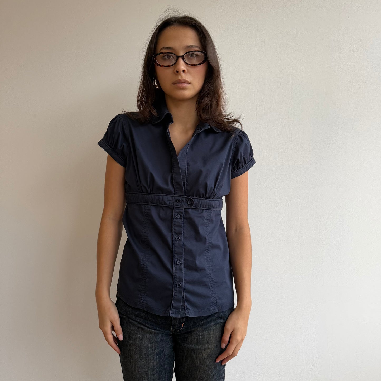 Navy short sleeve shirt - Size S