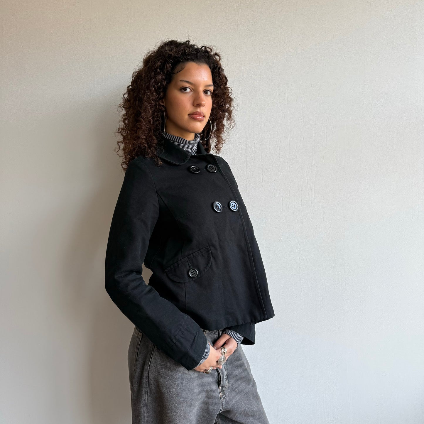 Black double button peacoat - Size S