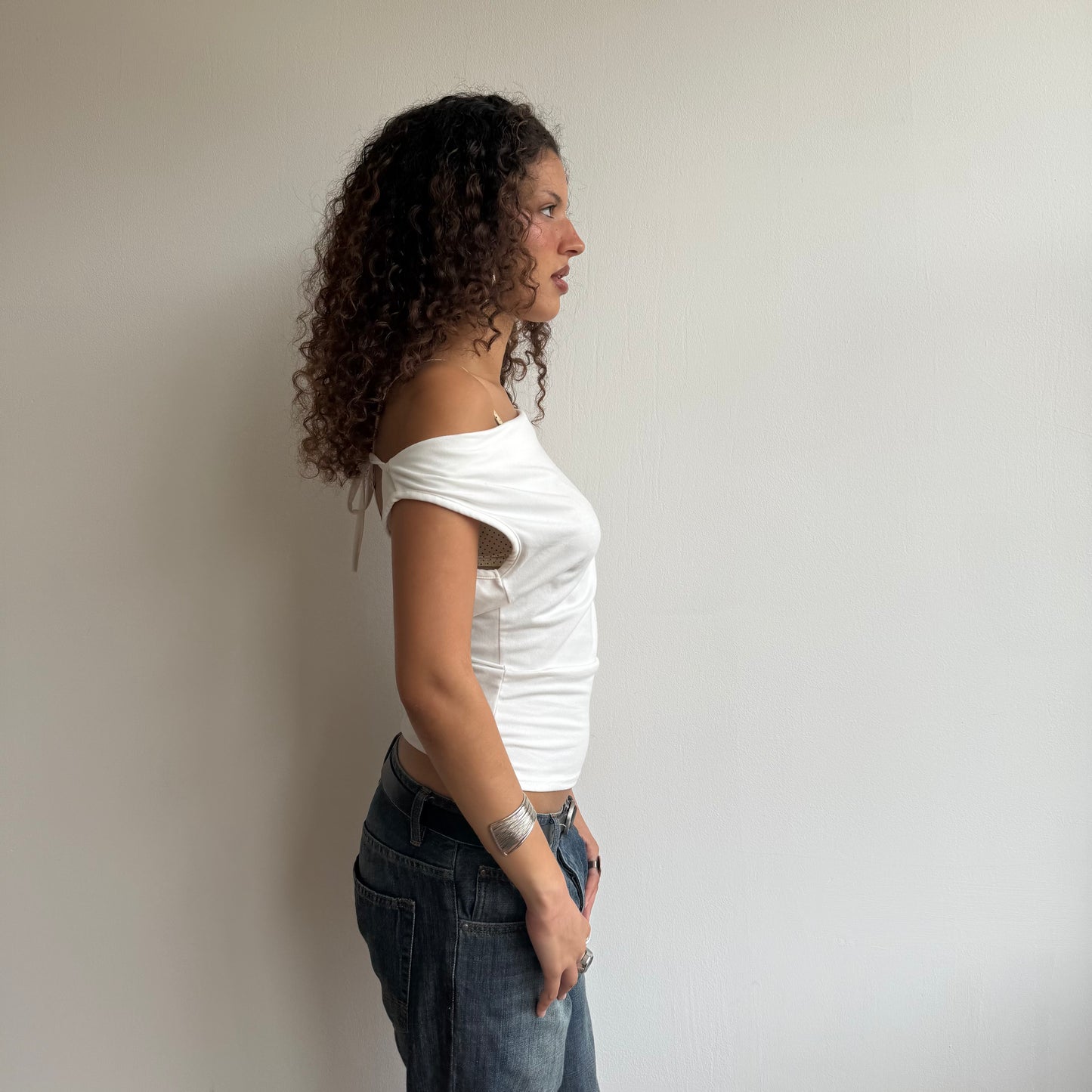 White slouchy backless top - Size S