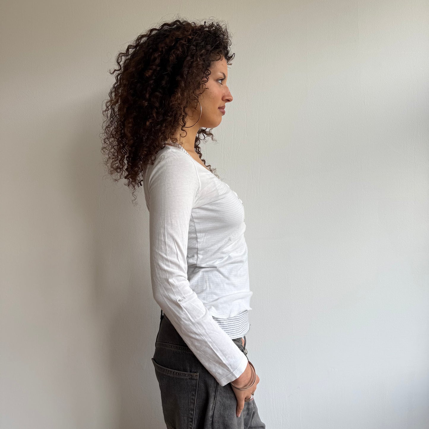 White + grey double layer top - Size M