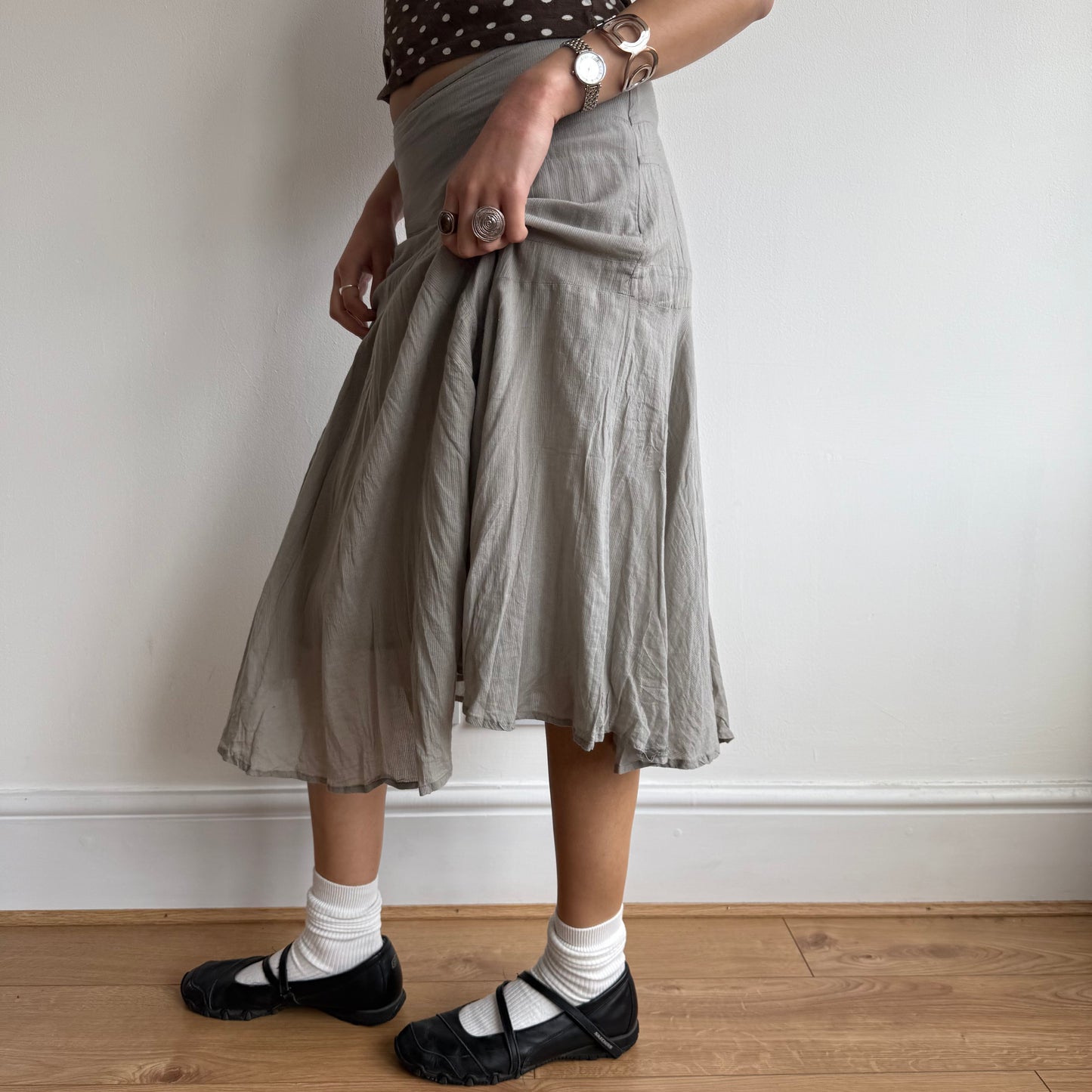Grey floaty midi skirt - Size S