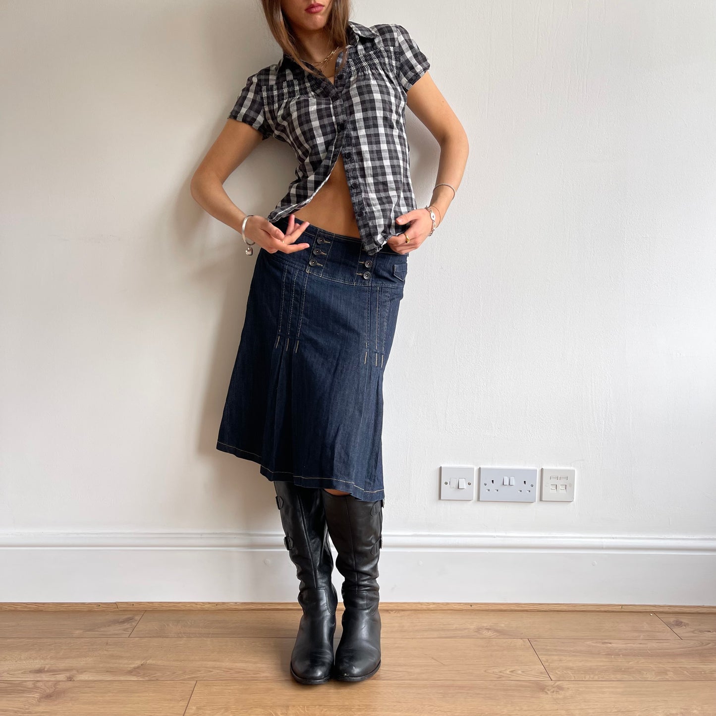 Black check shirt - Size S