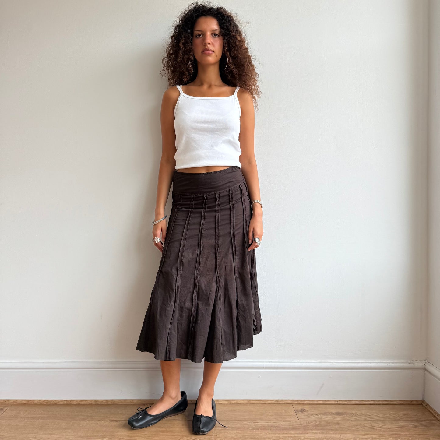Brown boho midi skirt - Size XS