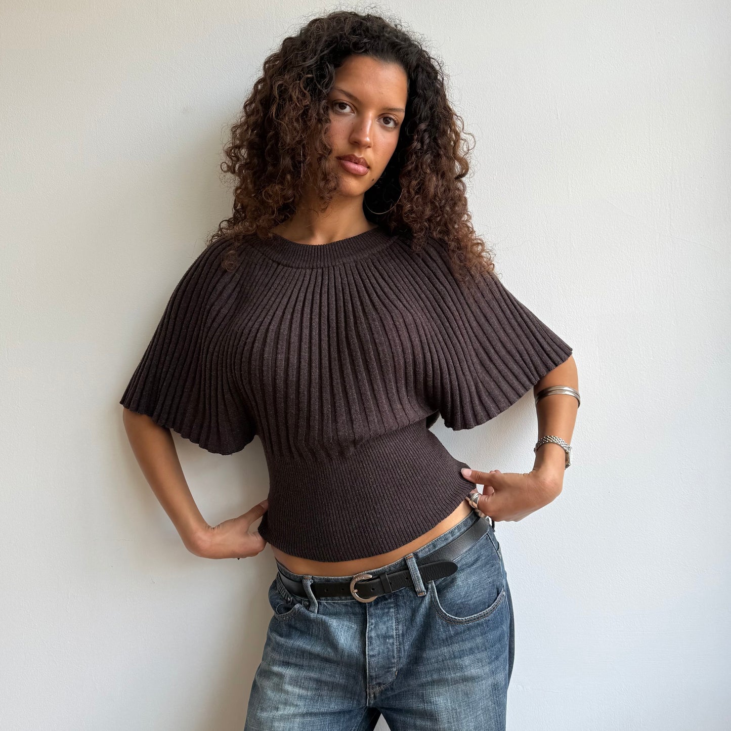 Brown batwing knit - Size S