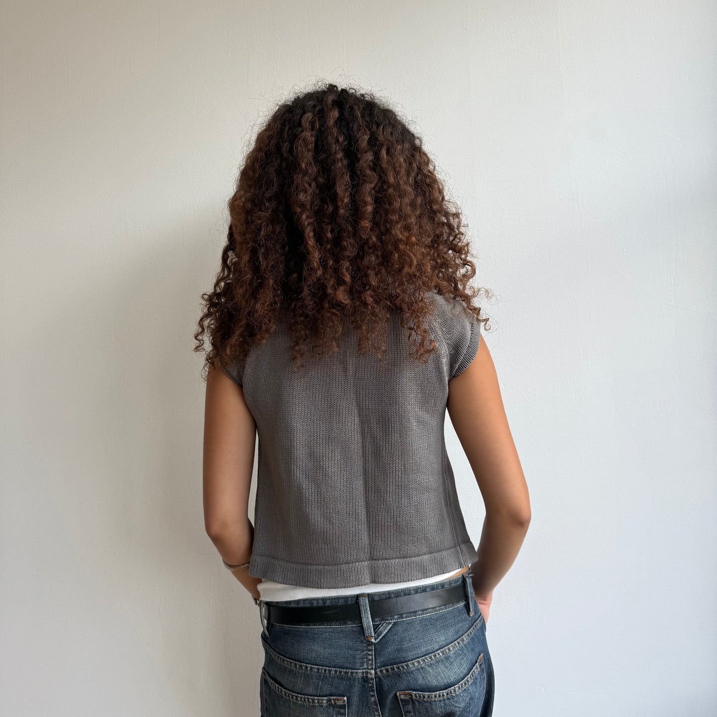 Grey button neck knit - Size S