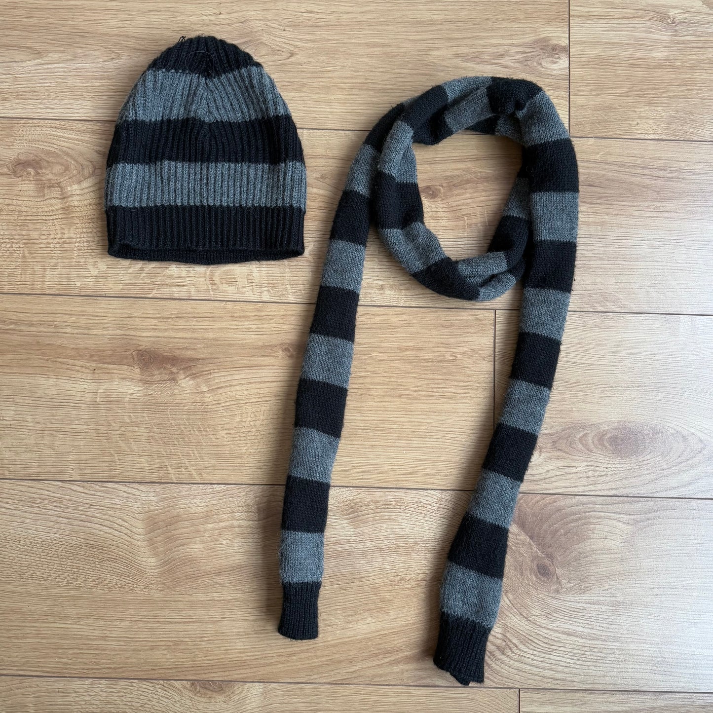 Striped hat and scarf