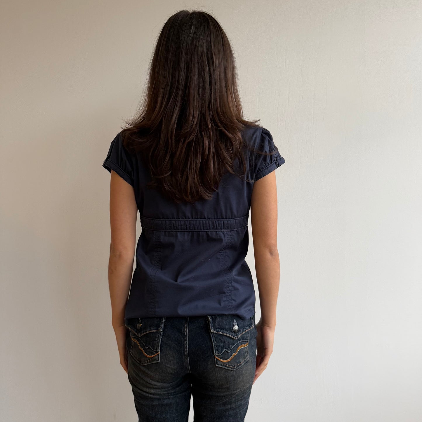 Navy short sleeve shirt - Size S